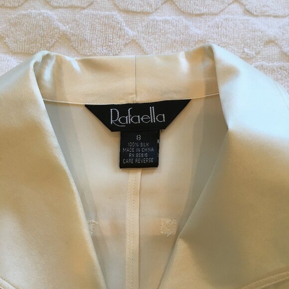 Women's cream color silk (satin) button front blouse, sz 8 - Picture 3 of 6